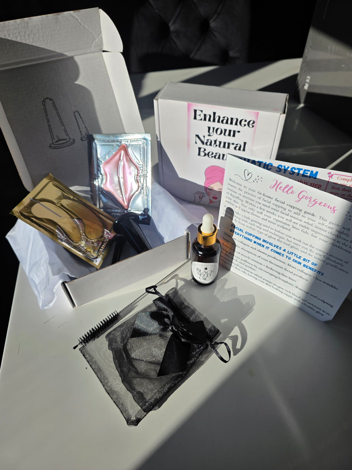 Facial Cupping At-home Kit with Pure Black Seed Oil